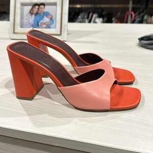Staud coral and pink heel